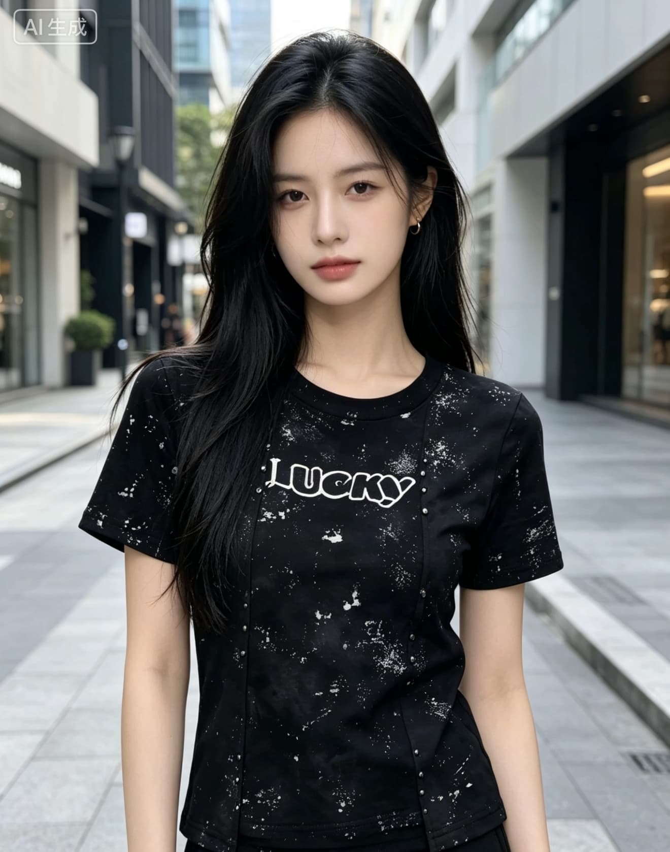 징 장식 라운드 넥 반팔 맨위 패션 알파벳 프린트 구덩이 기사 몸매 가꾸기 다용도 슬림해 보이는 티셔츠 이미지 3
