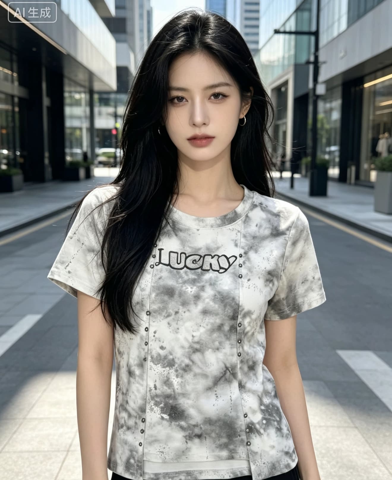 징 장식 라운드 넥 반팔 맨위 패션 알파벳 프린트 구덩이 기사 몸매 가꾸기 다용도 슬림해 보이는 티셔츠 상세 이미지 4