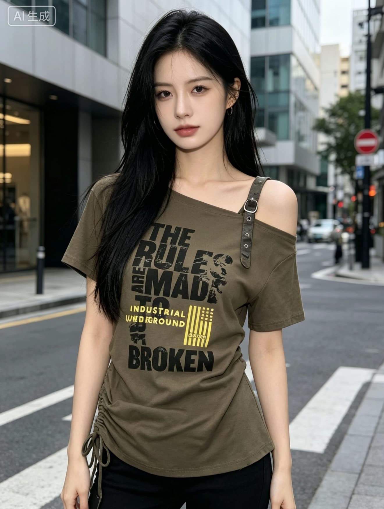 보트넥 이슬 비스듬한 어깨 반팔 티셔츠 몸매 가꾸기 작은 셔츠 여성 2026 여름 새로운 특별 아름다운 꼬집기 허리 짧은 맨위 이미지 3