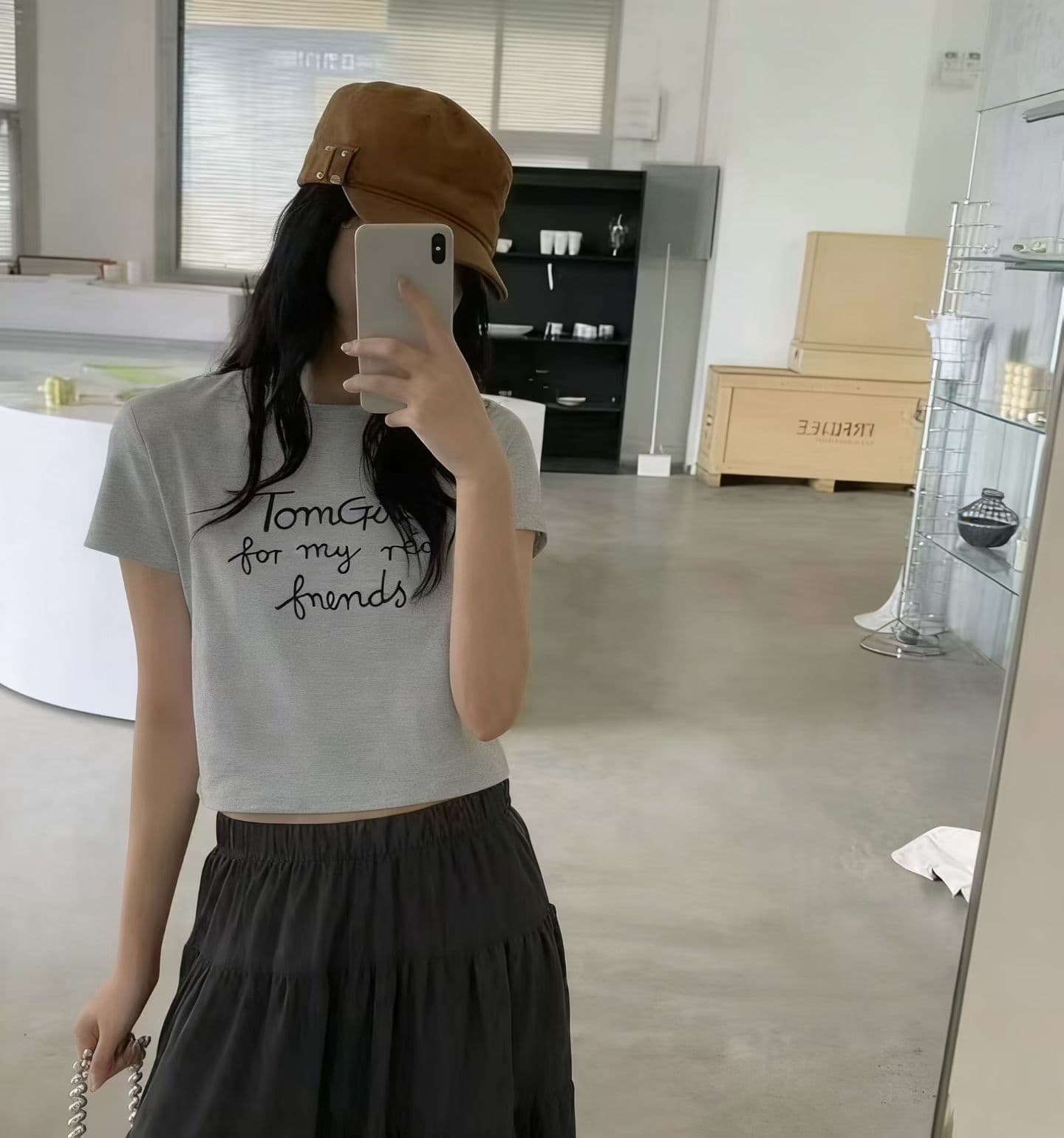 아메리칸 레트로 긍정적 인 어깨 한 부서 착용 가져 가라. 알파벳 프린트 반팔 티셔츠 여성 여름 루즈핏 슬림해 보이는 반소매 맨위 트렌디 상세 이미지 2