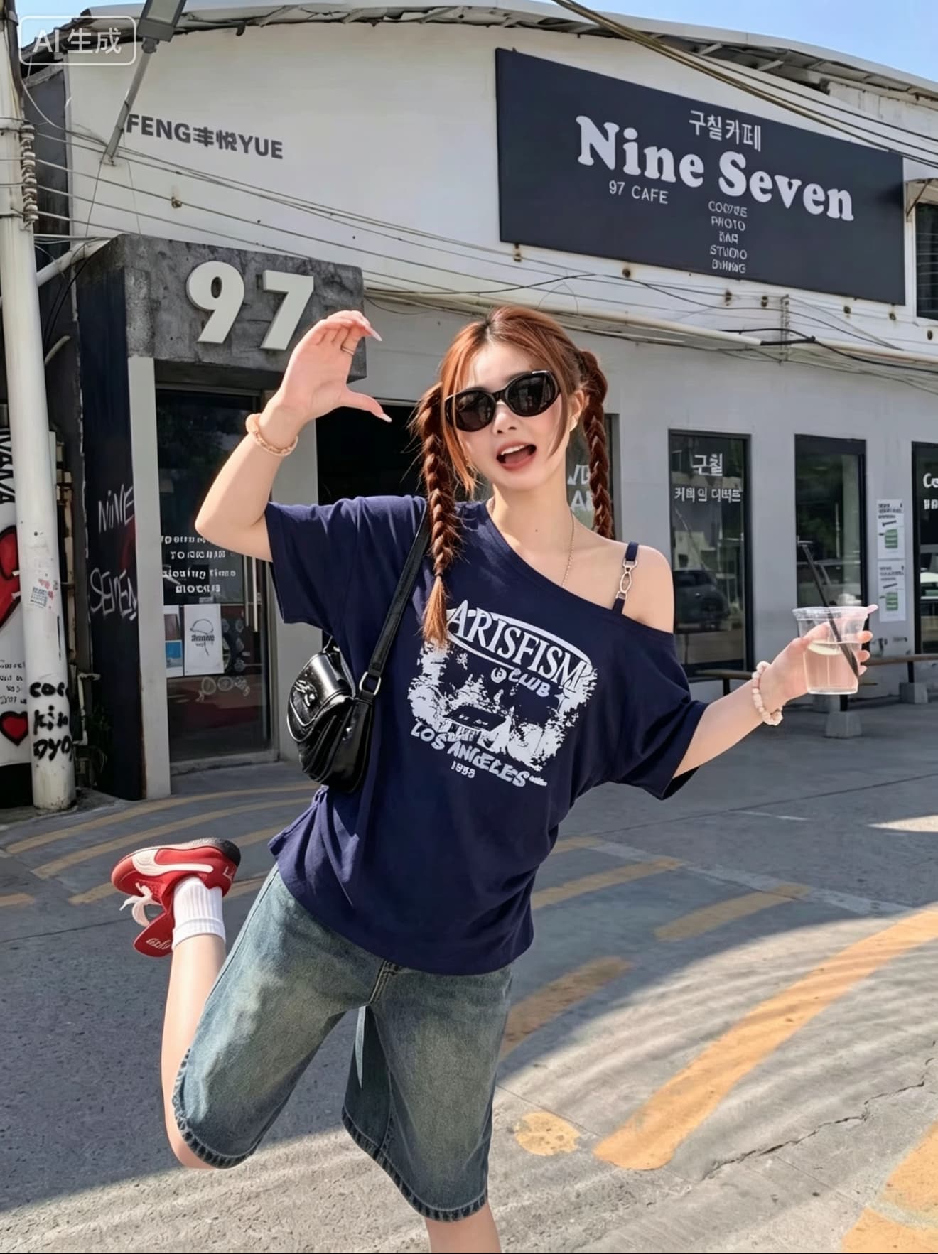 오프숄더 반팔 티셔츠 여성 여름 2026 새로운 아메리칸 레트로 비스듬한 칼라 핫걸 오프숄더 몸매 가꾸기 품격 맨위 상세 이미지 4