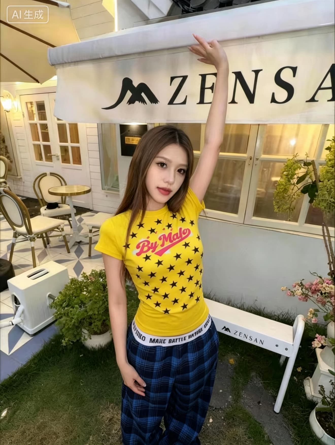 아메리칸 알파벳 별 전체 인쇄 라운드 넥 티셔츠 여성 레저 슬림해 보이는 다용도 반팔 기본 셔츠 상세 이미지 5