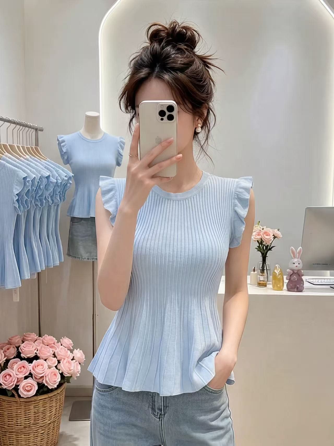 프랑스식 순수한 욕망 바람 화이트 프릴 민소매 조끼 여성 디자인 센스 작은 대중 다용도 허리 수축 슬림해 보이는 니트 맨위 상세 이미지 5