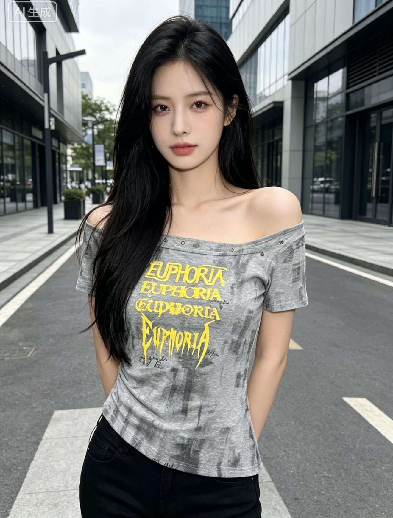 아메리칸 레트로 달콤한 핫걸 품격 불규칙 주름 티셔츠 여성 여름 디자인 센스 작은 대중 몸매 가꾸기 오프숄더 맨위 상세 이미지 4