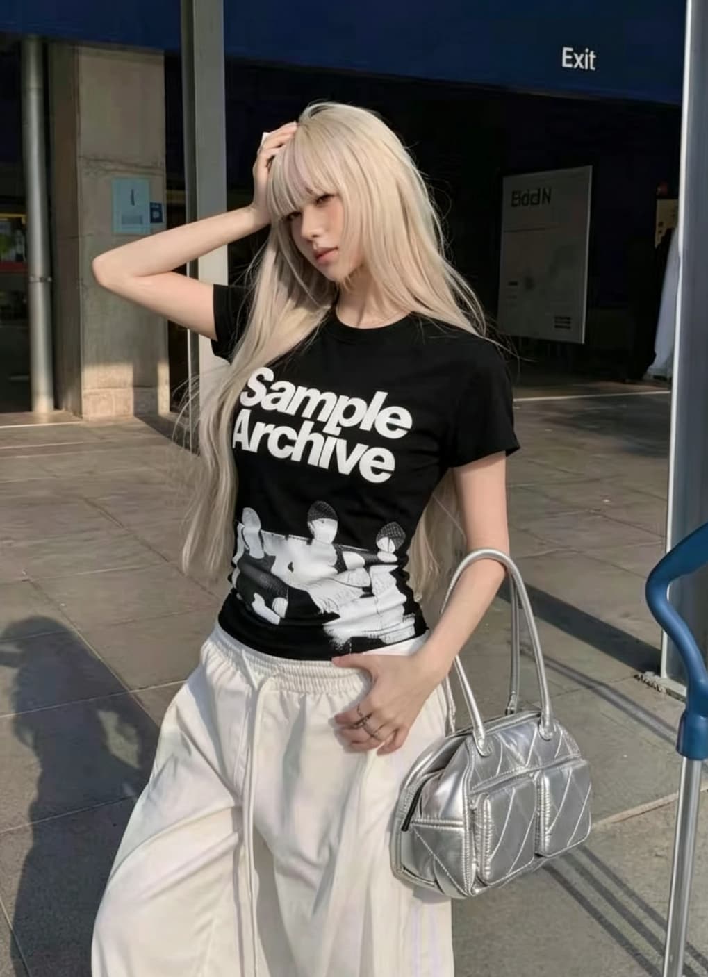 한 부서 미니멀리즘 알파벳 프린트 반팔 티셔츠 여성 여름 몸매 가꾸기 패션 품격 트렌드 다용도 맨위 상세 이미지 2