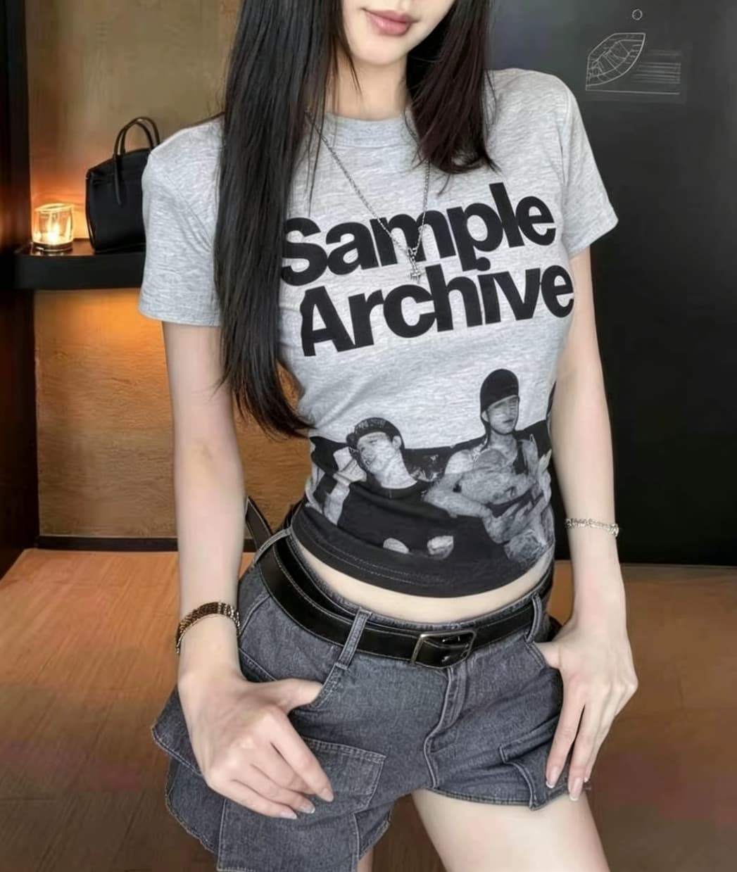 한 부서 미니멀리즘 알파벳 프린트 반팔 티셔츠 여성 여름 몸매 가꾸기 패션 품격 트렌드 다용도 맨위 상세 이미지 4