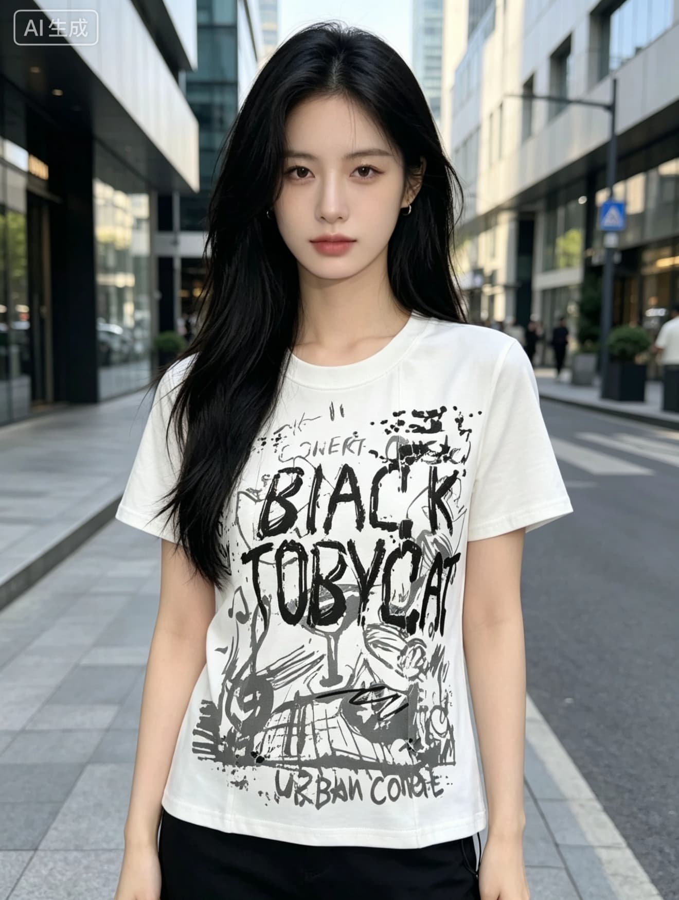 작은 대중 디자인 센스 알파벳 프린트 반팔 티셔츠 여성 여름 몸매 가꾸기 슬림해 보이는 화이트 라운드 넥 인사이드 가져 가라. 기본 셔츠 맨위 상세 이미지 4
