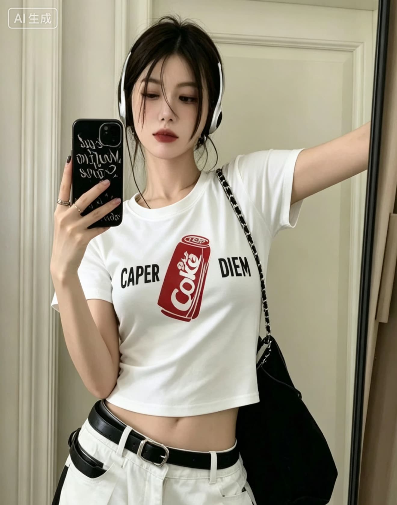한국 스타일 음료 프린트 반팔 티셔츠 여성 여름 새로운 라운드 넥 다용도 몸매 가꾸기 슬림해 보이는 쇼트 스타일 핫걸 맨위 트렌디 상세 이미지 4