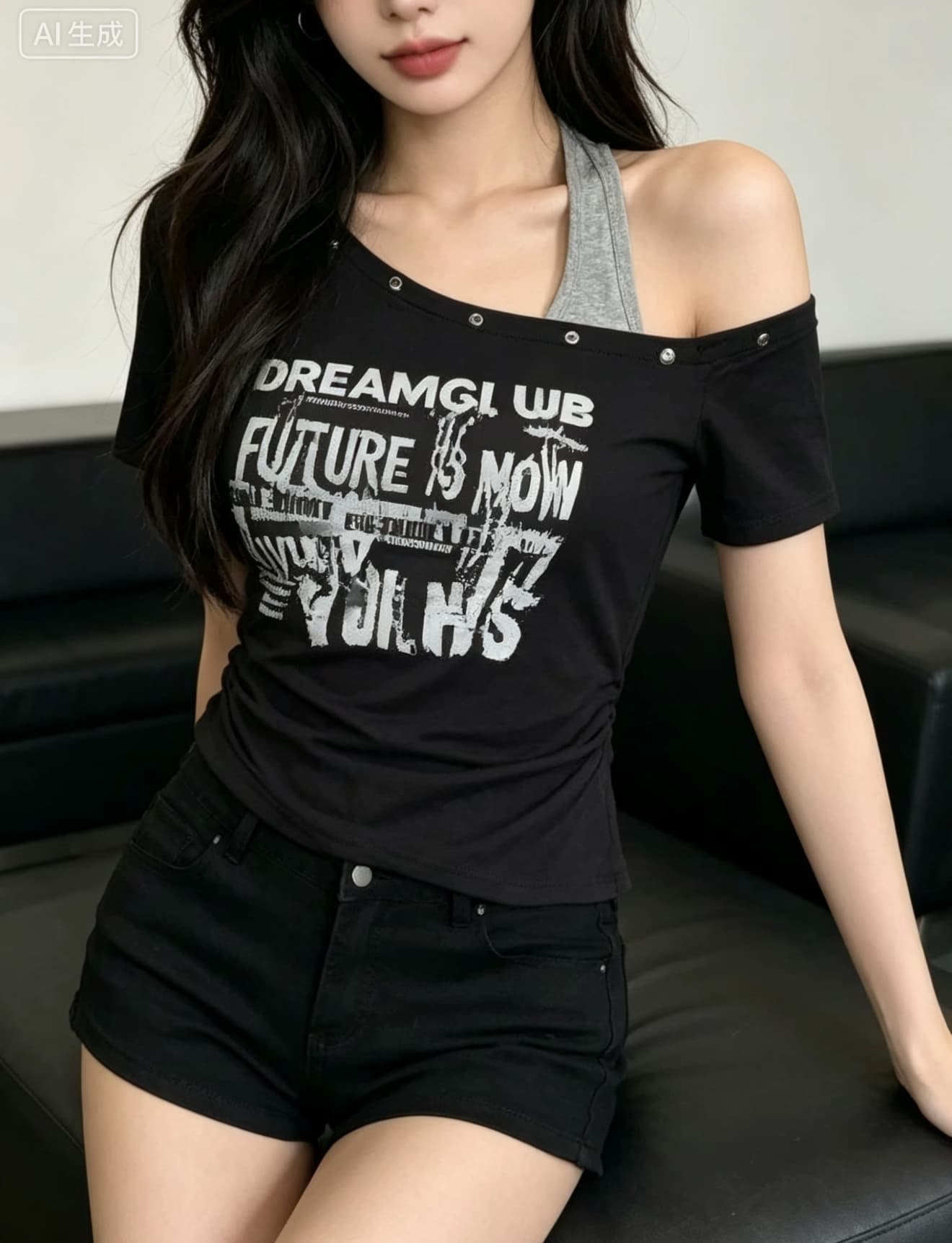아메리칸 핫걸 바람 알파벳 프린트 반팔 티셔츠 여성 2026 여름 새로운 순수한 욕망 몸매 가꾸기 슬림해 보이는 맨위 ins 이미지 4