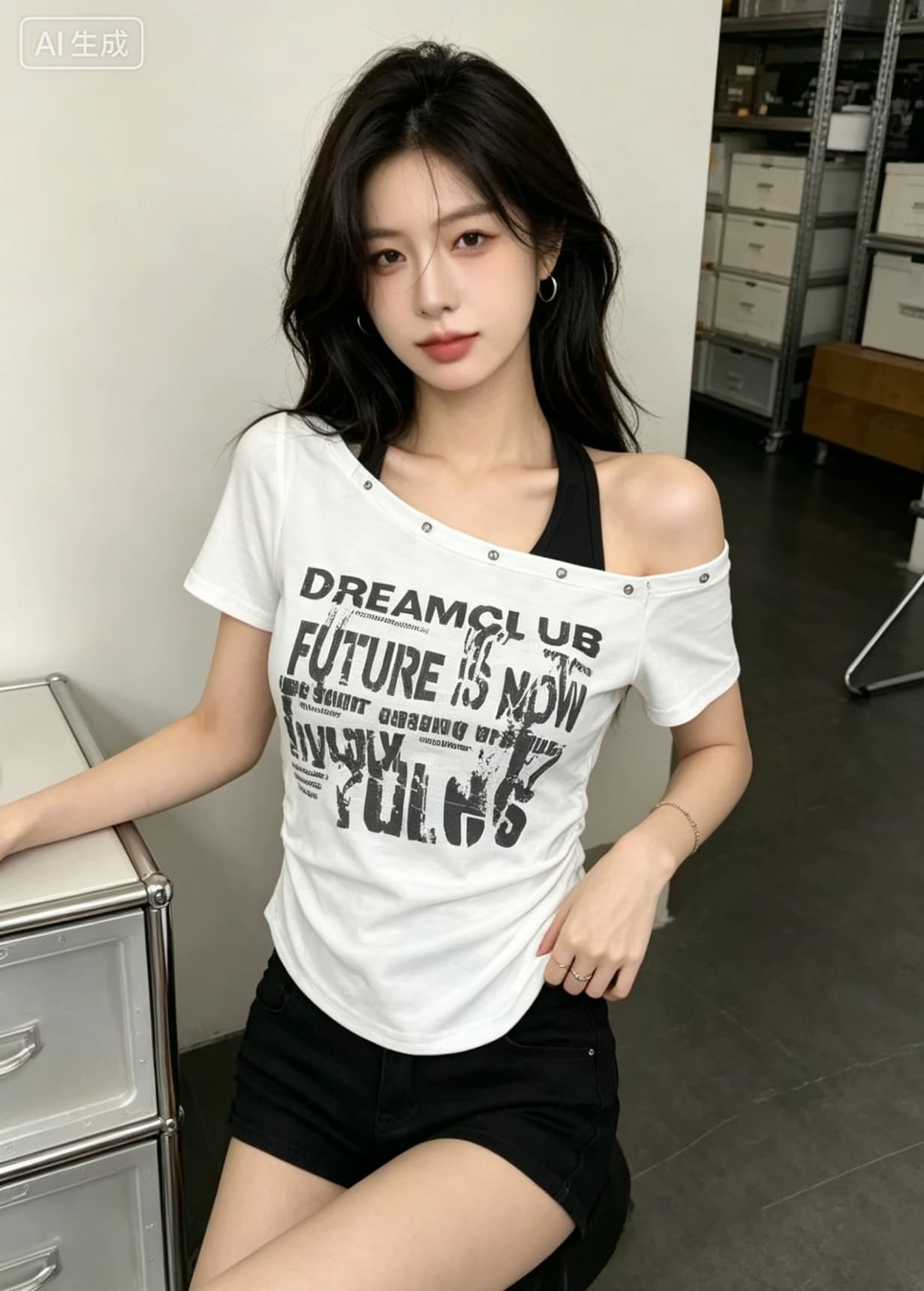 아메리칸 핫걸 바람 알파벳 프린트 반팔 티셔츠 여성 2026 여름 새로운 순수한 욕망 몸매 가꾸기 슬림해 보이는 맨위 ins 상세 이미지 2