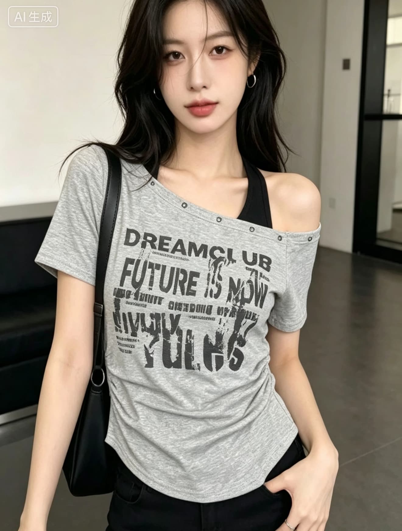아메리칸 핫걸 바람 알파벳 프린트 반팔 티셔츠 여성 2026 여름 새로운 순수한 욕망 몸매 가꾸기 슬림해 보이는 맨위 ins 상세 이미지 3