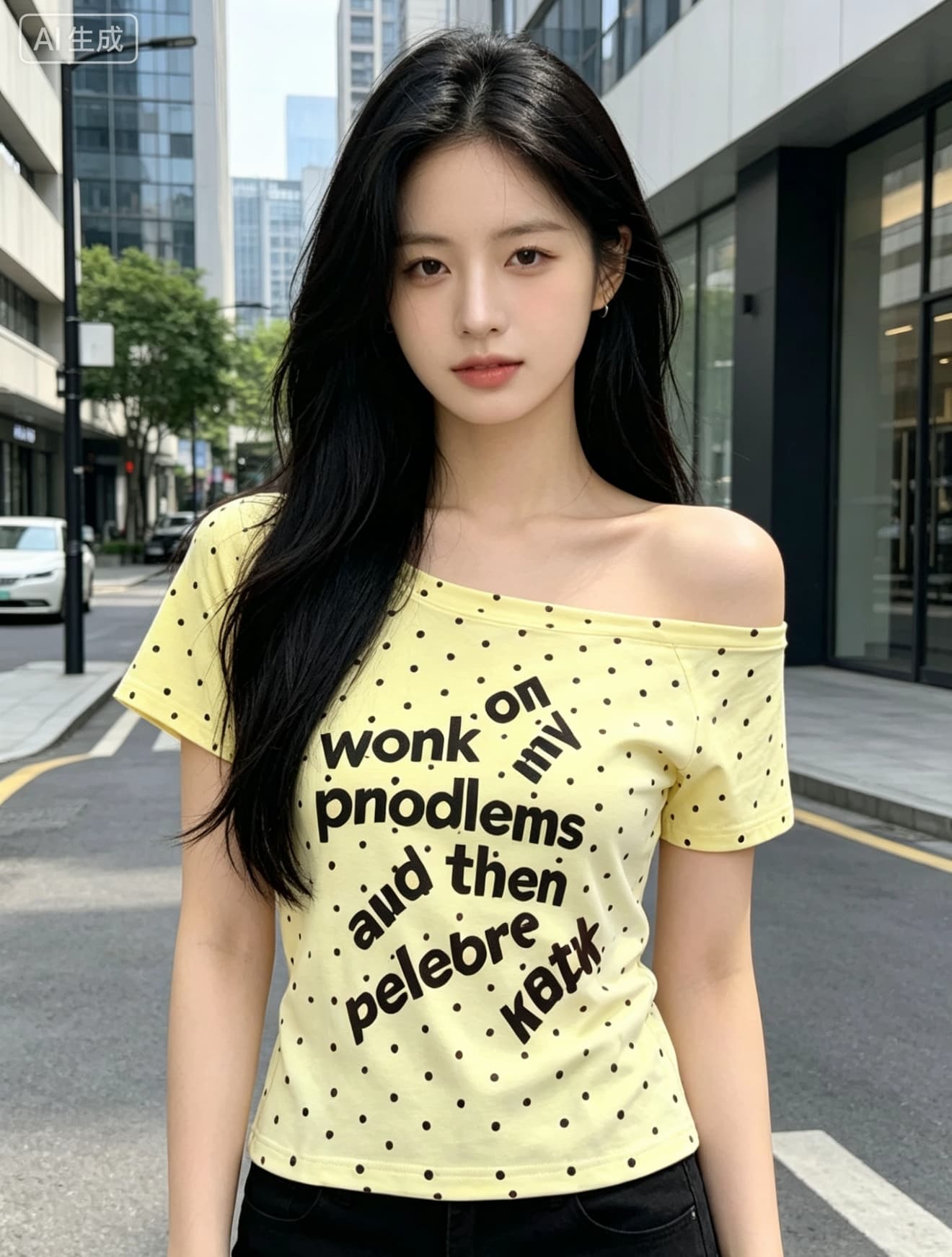 보트넥 도트 무늬 루즈핏 반팔 티셔츠 여성 해군 오리지널 출퇴근 캐주얼 소금 부서 다용도 맨위 트렌디 상세 이미지 4