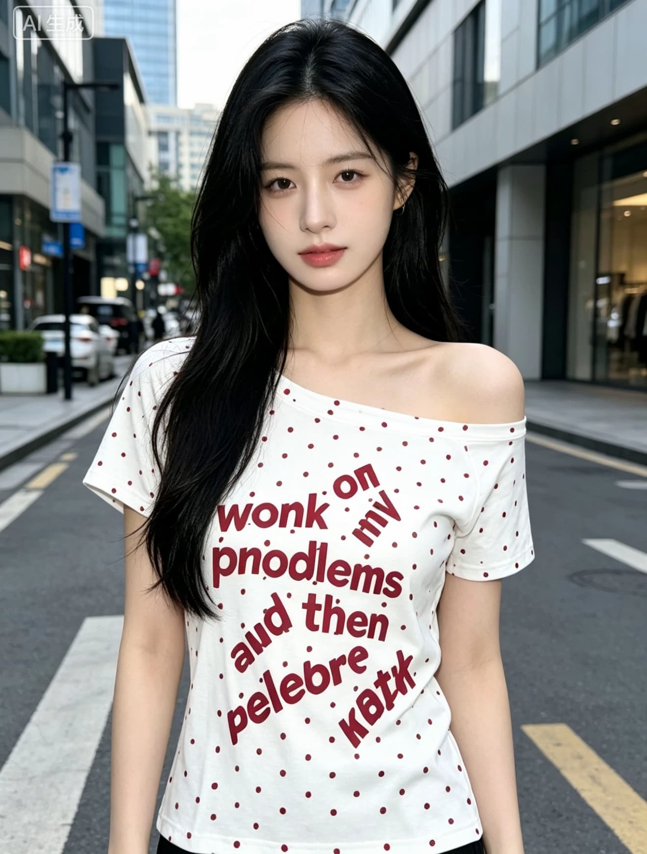 보트넥 도트 무늬 루즈핏 반팔 티셔츠 여성 해군 오리지널 출퇴근 캐주얼 소금 부서 다용도 맨위 트렌디 상세 이미지 5