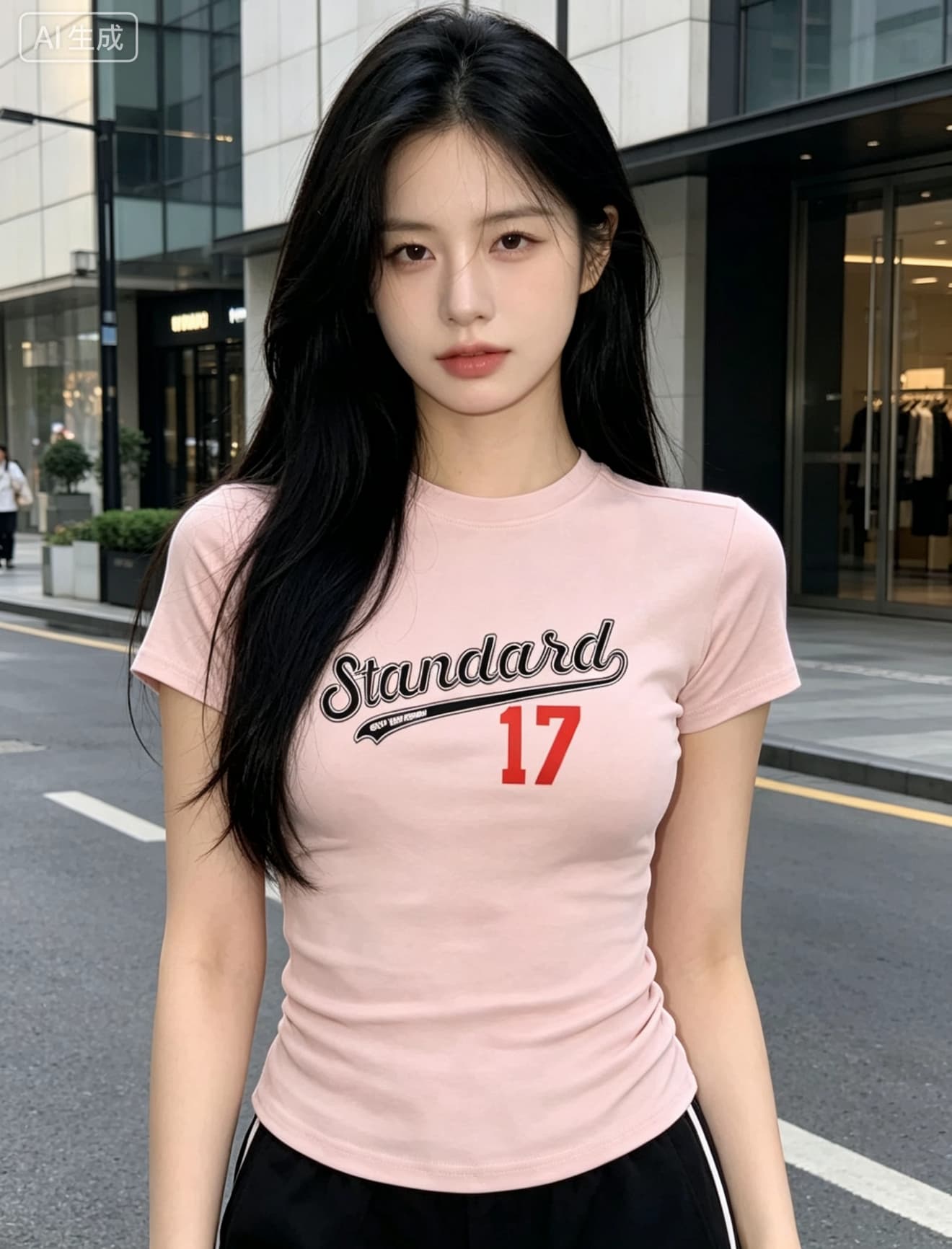 2026 여름 핫걸 알파벳 몸매 가꾸기 슬림해 보이는 쇼트 스타일 긍정적 인 어깨 의류 여성 아메리칸 허리 수축 타이트 반팔 티셔츠 이미지 3