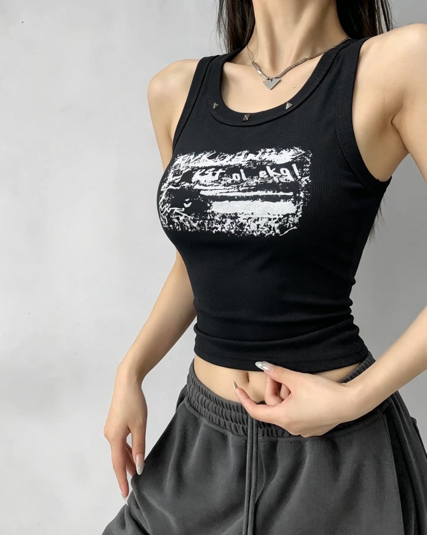 아메리칸 작은 대중 징 마 오래된 프린트 슬림해 보이는 조끼 핫걸 거리 레트로 몸매 가꾸기 쇼트 스타일 슬립 여성 이미지 3