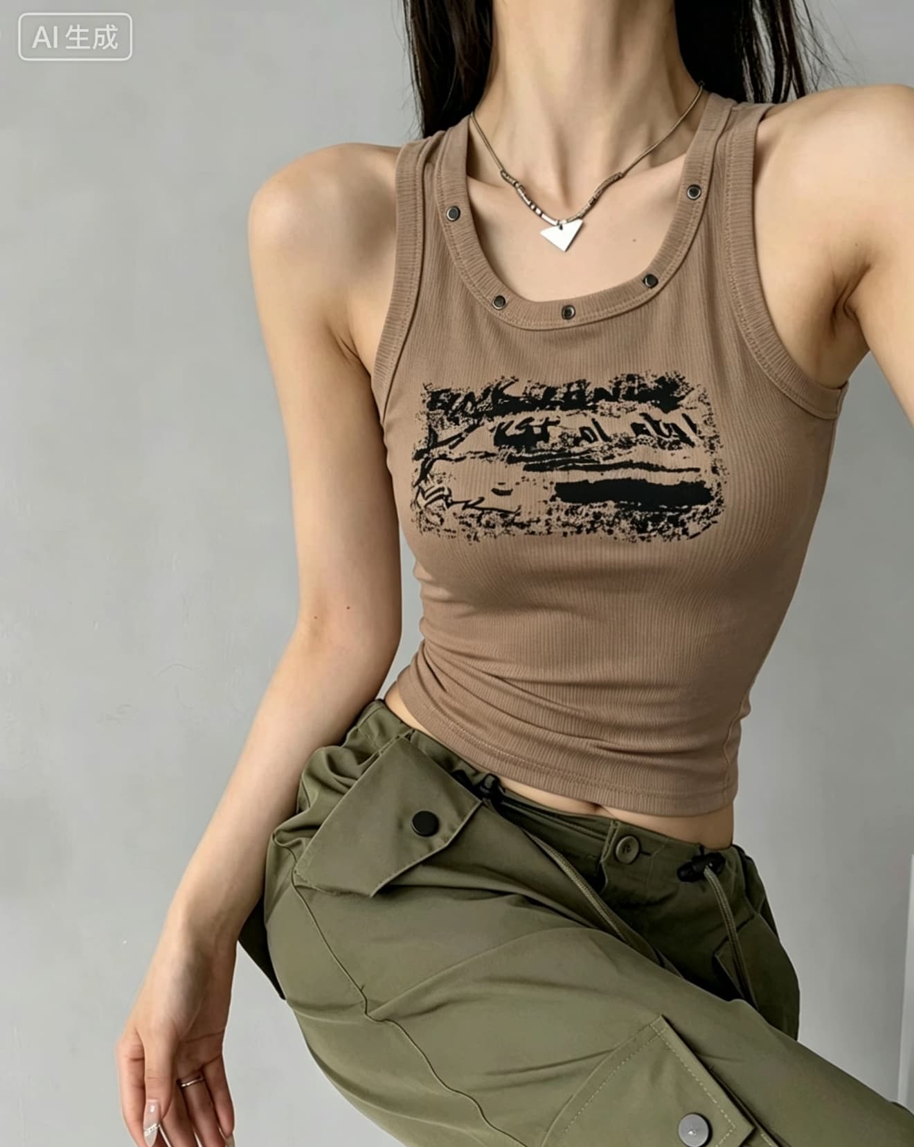 아메리칸 작은 대중 징 마 오래된 프린트 슬림해 보이는 조끼 핫걸 거리 레트로 몸매 가꾸기 쇼트 스타일 슬립 여성 상세 이미지 3