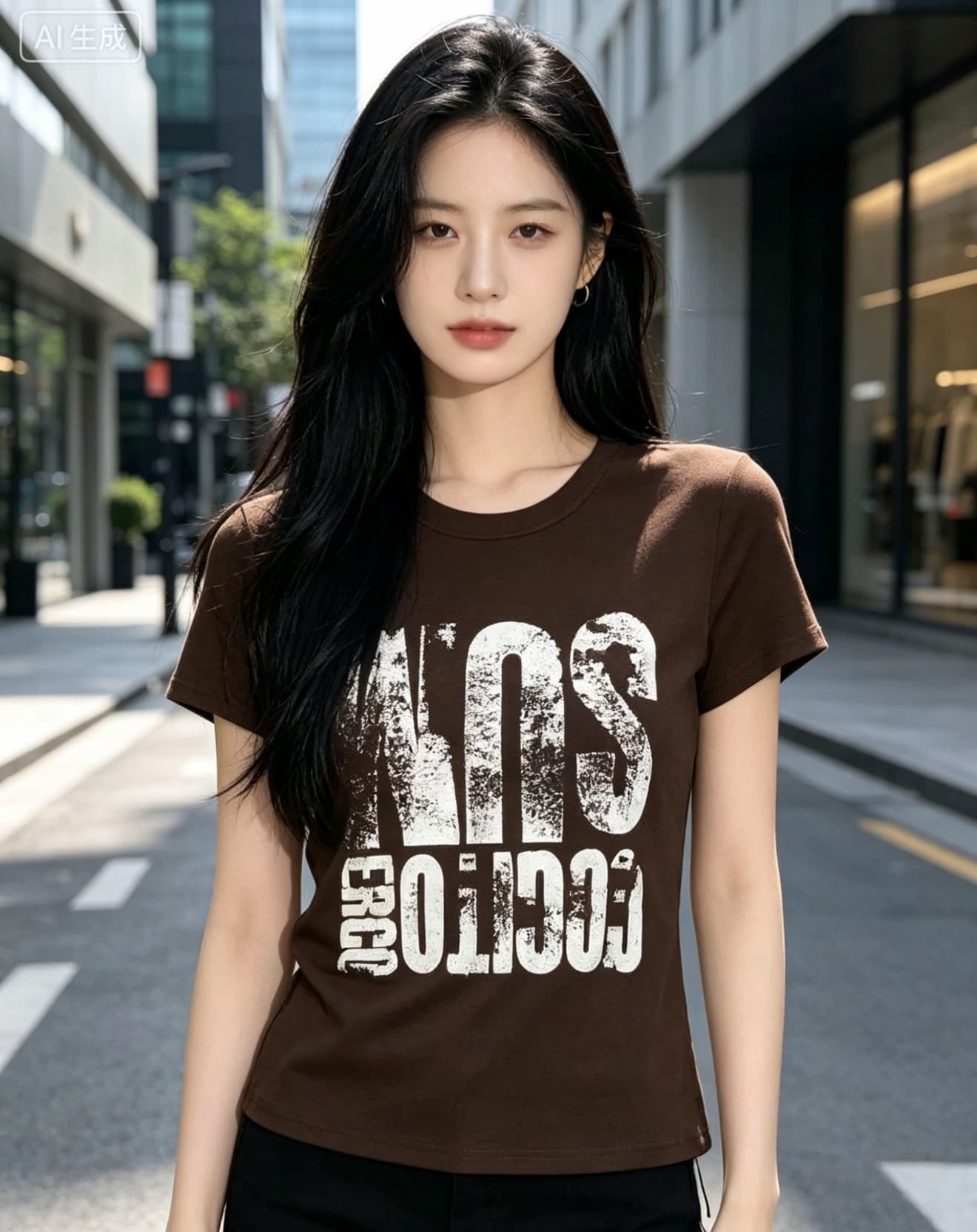 2026 여름 새로운 아메리칸 핫걸 알파벳 프린트 반팔 티셔츠 여성 몸매 가꾸기 슬림해 보이는 다용도 기본 셔츠 맨위 상세 이미지 4