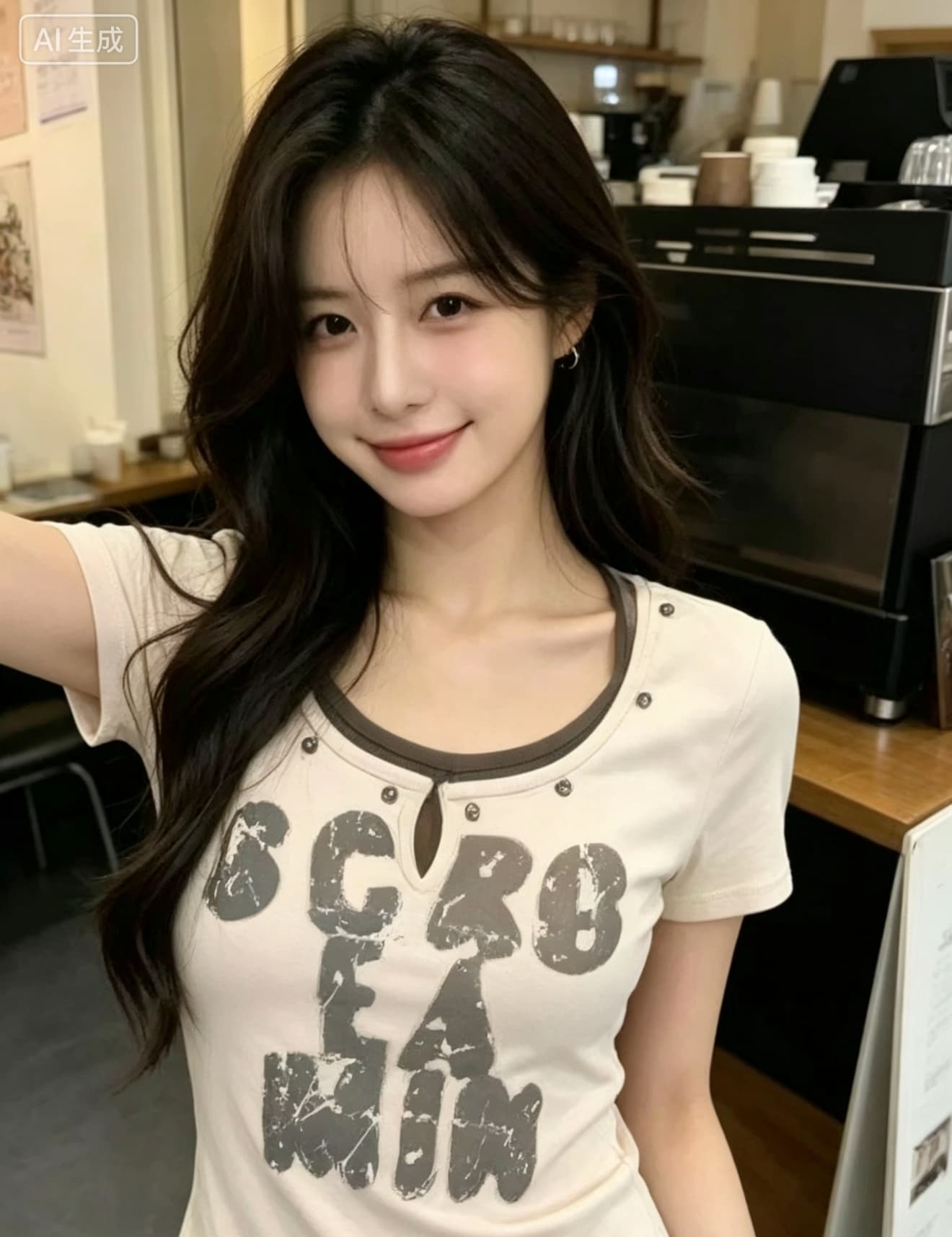 여름 새로운 달콤한 매운맛 바람 배색 패치워크 V넥 프린트 반팔 몸매 가꾸기 슬림해 보이는 패션 다용도 여성 티셔츠 이미지 2