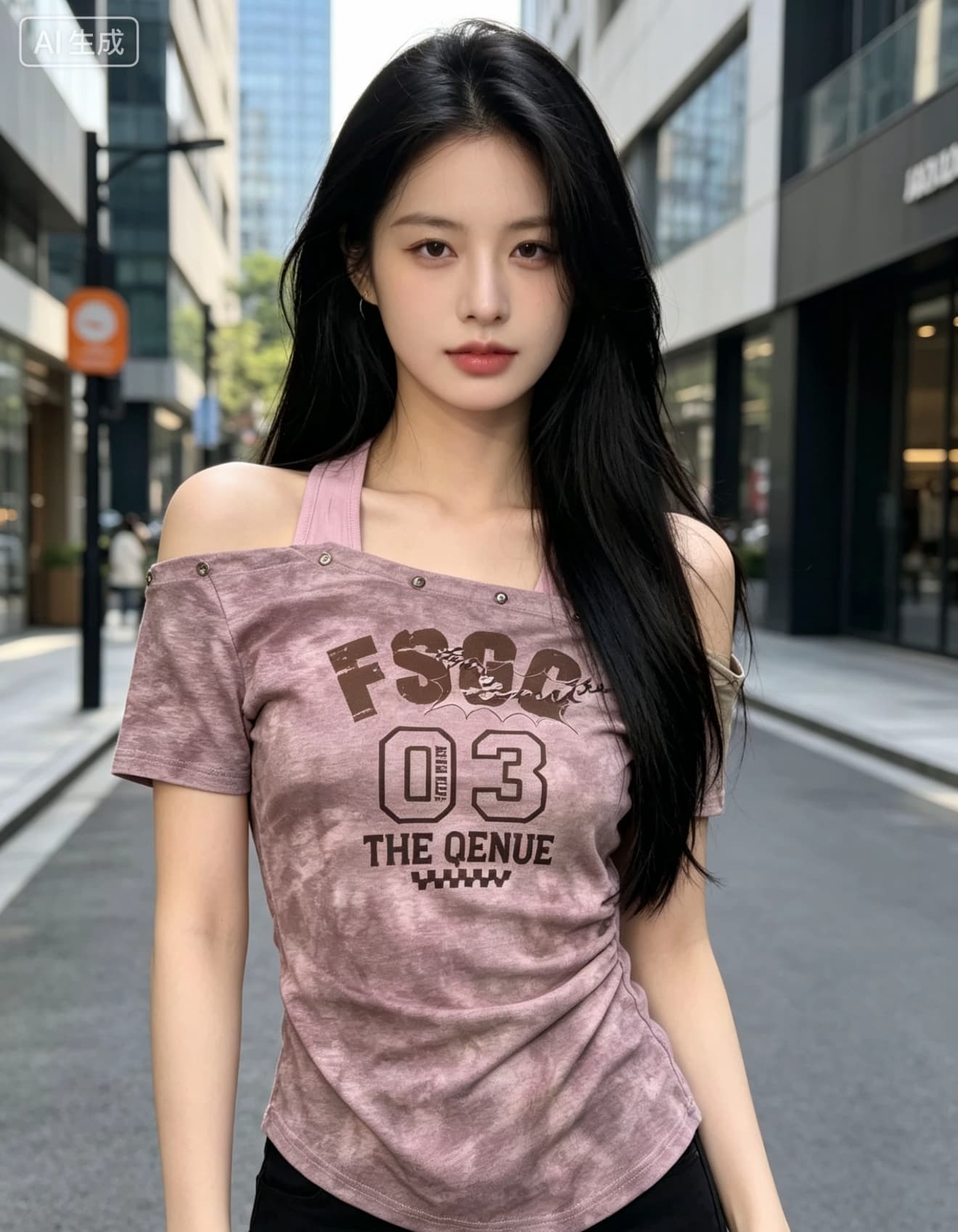 아메리칸 페이크 레이어드 비스듬한 어깨 오프숄더 반팔 티셔츠 여성 여름 디자인 센스 몸매 가꾸기 불규칙 핫걸 맨위