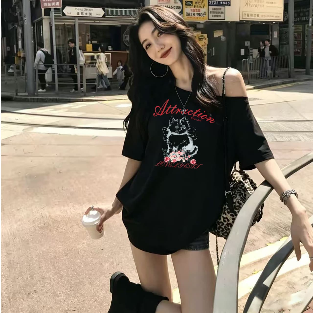 아메리칸 달콤한 차가운 바람 태양신 프린트 반팔 긍정적 인 어깨 티셔츠 여성 여름 몸매 가꾸기 슬림해 보이는 핫걸 화이트 맨위 상세 이미지 3