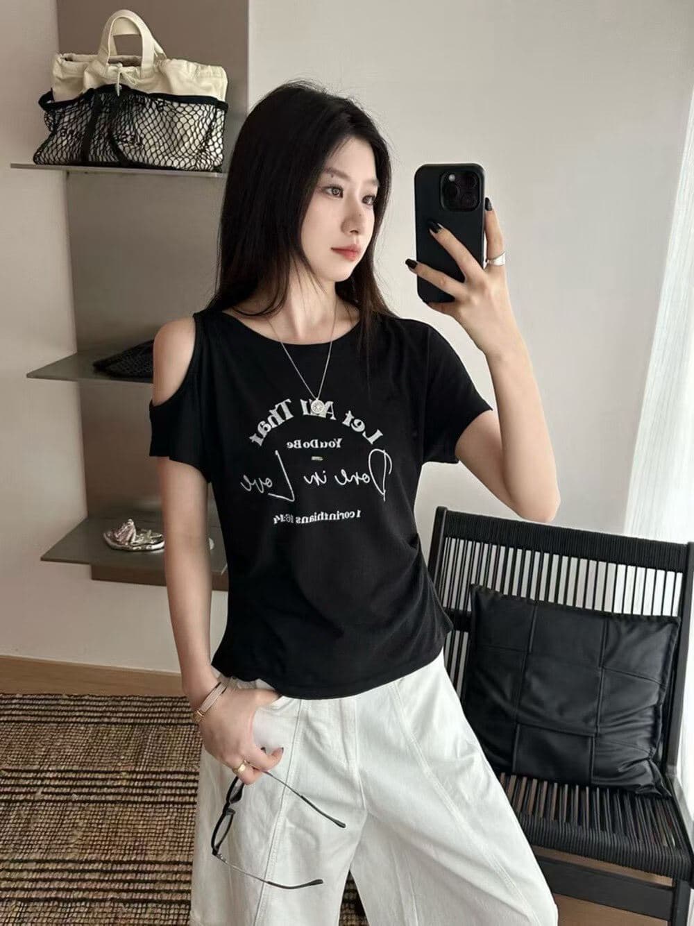 알파벳 프린트 반팔 티셔츠 여성 여름 루즈핏 다용도 캐주얼 맨위 얇은 스타일 라운드 넥 풀오버 이미지 2