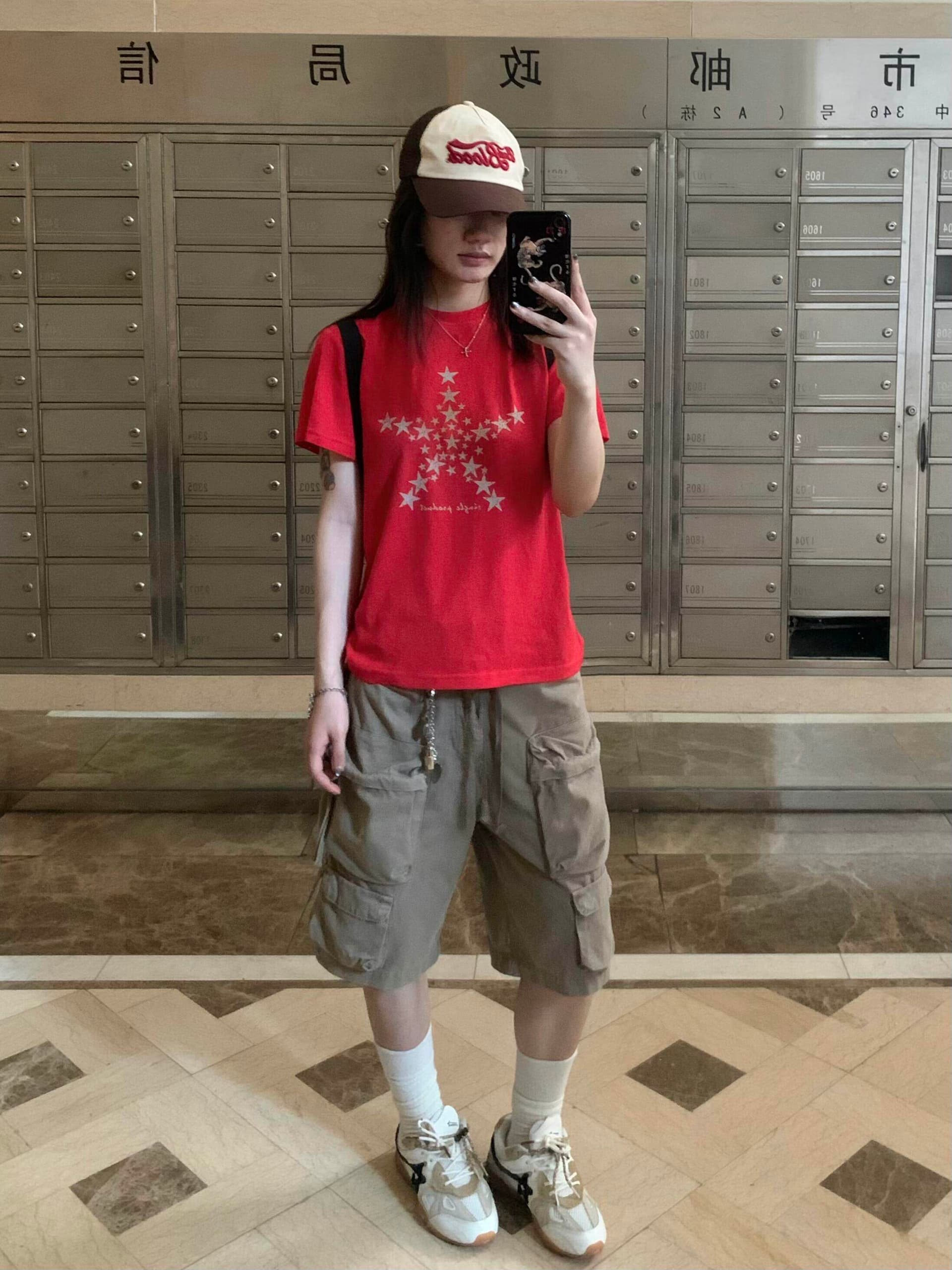 아메리칸 신선함 반짝임 별 프린트 라운드 넥 순면 반팔 티셔츠 루즈핏 슬림해 보이는 다용도 캐주얼 표지 고기 맨위 이미지 4