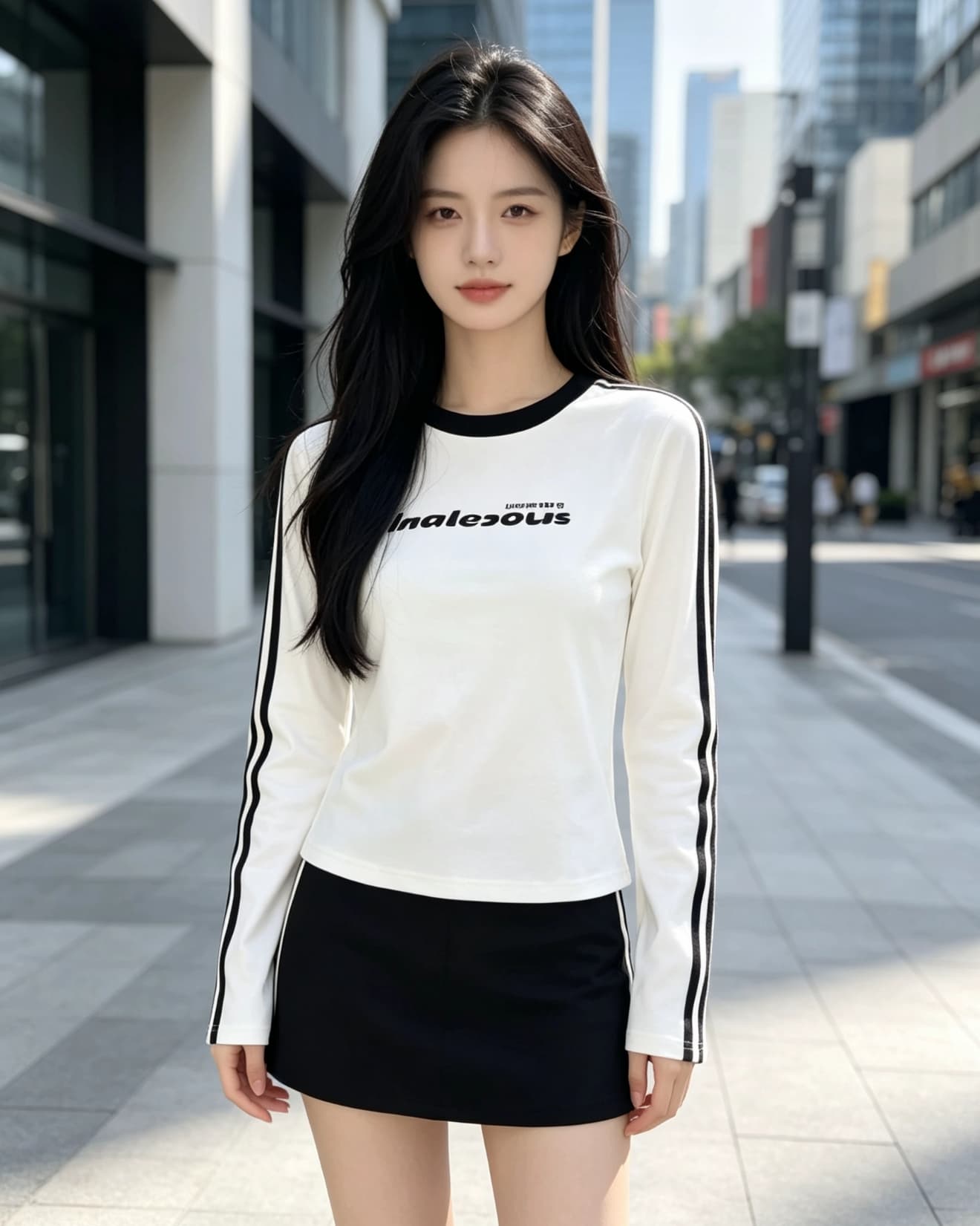2026 새로운 이른 가을 배색 긍정적 인 어깨 긴팔 티셔츠 여성 몸매 가꾸기 슬림해 보이는 작은 키 맨위 상세 이미지 4