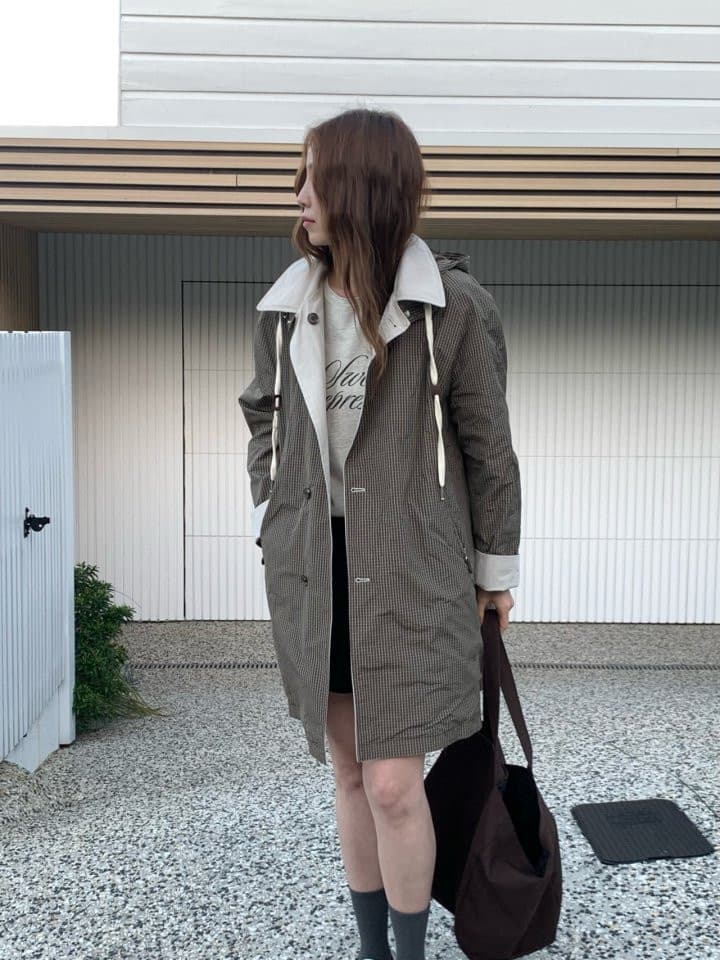 있음 선적 한국 chic 가을 새로운 작은 대중 디자인 센스 양성 및 음성 둘 착용 후드 바람막이 여성 코트 상세 이미지 10