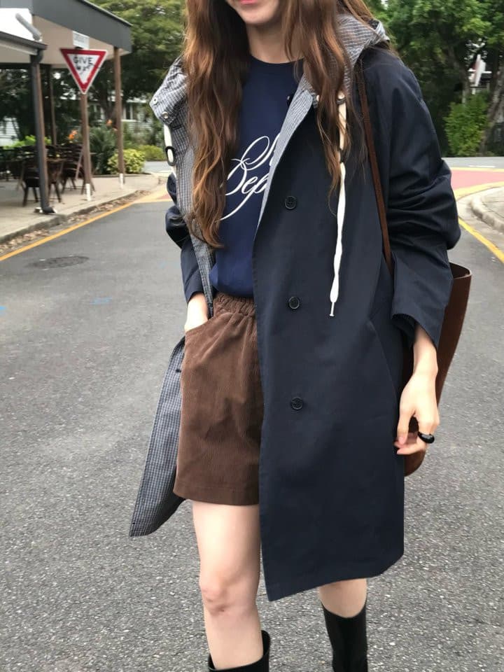 있음 선적 한국 chic 가을 새로운 작은 대중 디자인 센스 양성 및 음성 둘 착용 후드 바람막이 여성 코트 상세 이미지 15