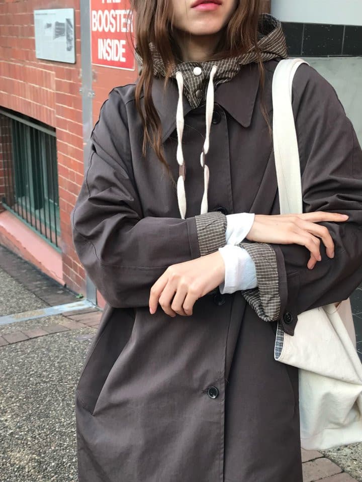 있음 선적 한국 chic 가을 새로운 작은 대중 디자인 센스 양성 및 음성 둘 착용 후드 바람막이 여성 코트 상세 이미지 33