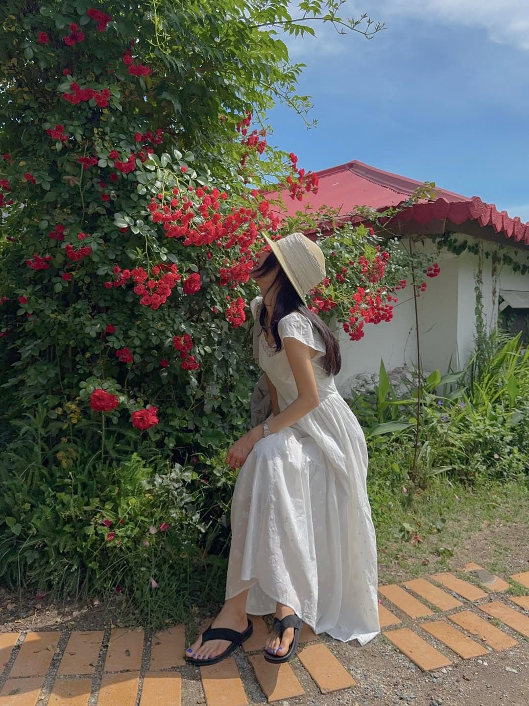 있음 선적 한국 동대문 프랑스식 레트로 레이스 광장 칼라 허리 수축 슬림해 보이는 Feifei 소매 여성 드레스 상세 이미지 11