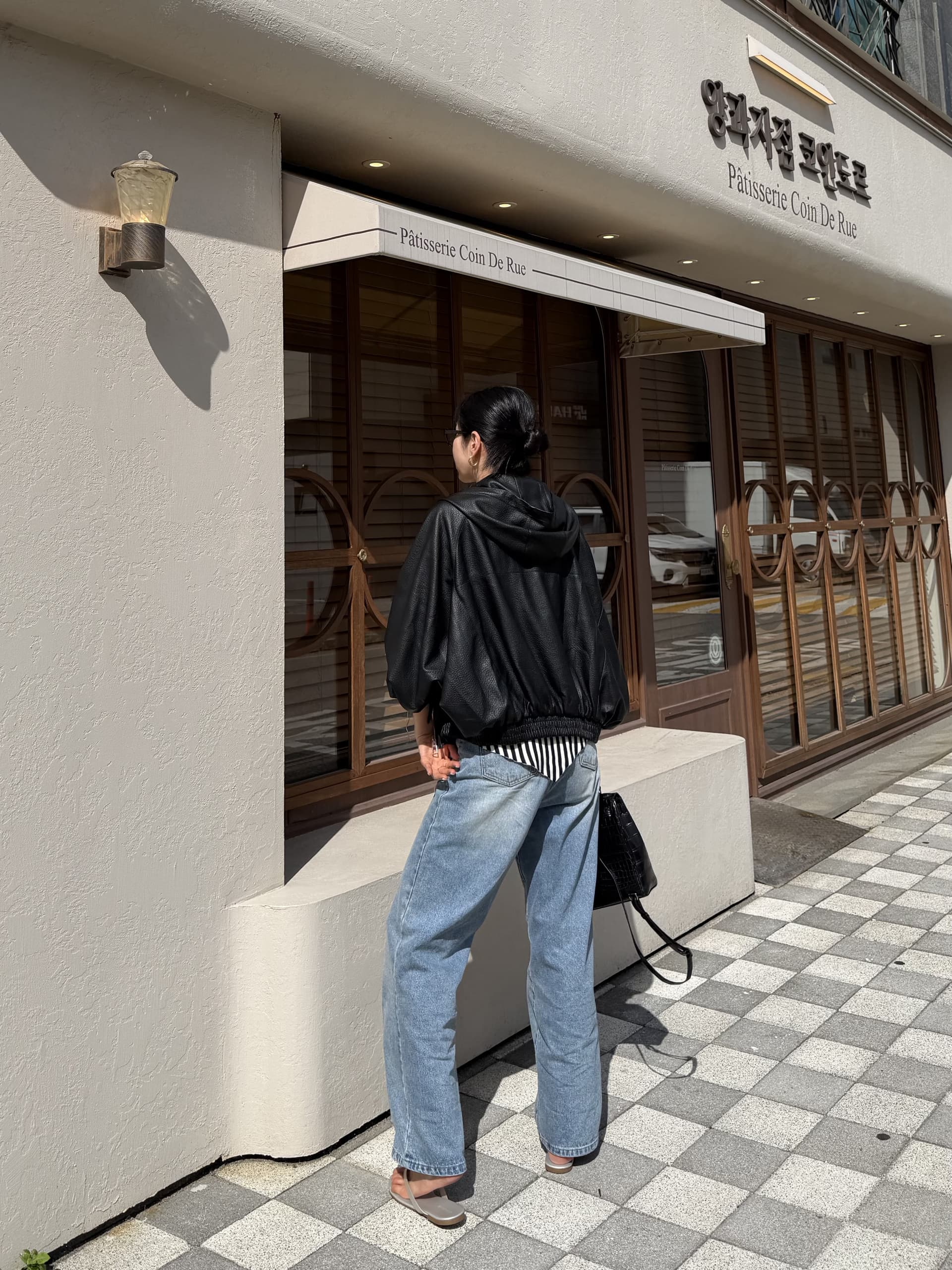 한국 동대문 가을 새로운 레트로 후드 pu 가죽 재킷 재킷 여성 코트 상세 이미지 8