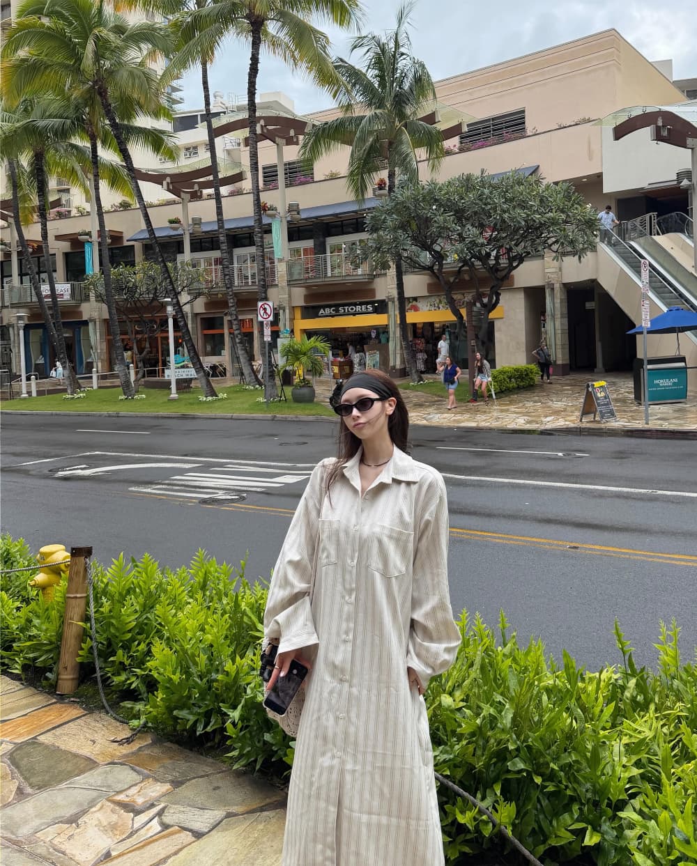 한국 동대문 작은 대중 느긋한 바람 폴로 칼라 싱글 줄 버튼 루즈핏 캐주얼 롱 코트 셔츠 여성 드레스 상세 이미지 10