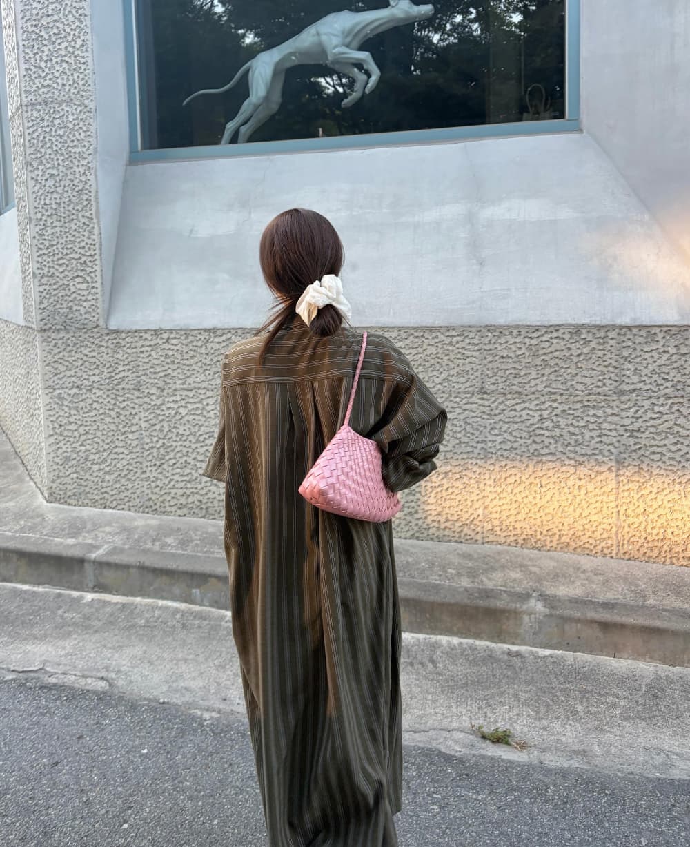 한국 동대문 작은 대중 느긋한 바람 폴로 칼라 싱글 줄 버튼 루즈핏 캐주얼 롱 코트 셔츠 여성 드레스 상세 이미지 21
