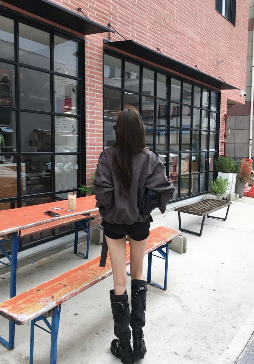 한국 동대문 레트로 고급 센스 스탠드 칼라 이중 버튼 레이스업 허리 수축 쇼트 스타일 재킷 재킷 너 상세 이미지 14
