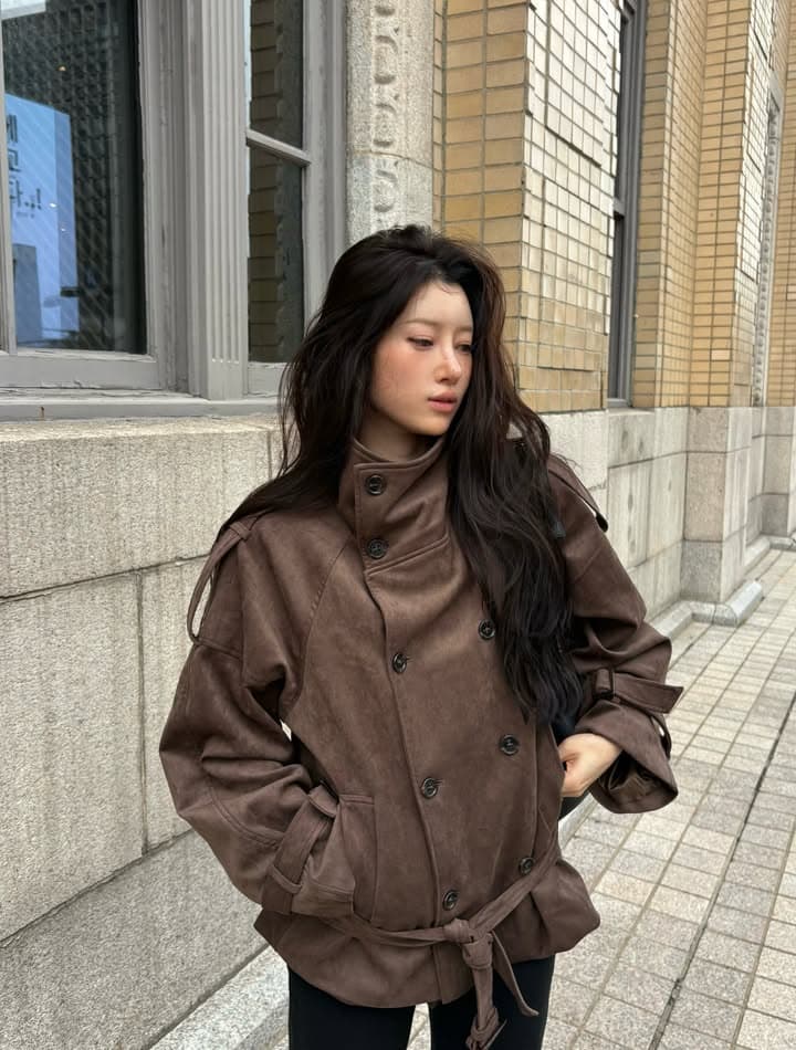 있음 선적 한국 동대문 아름다움 라드. 사슴 캐시미어 스탠드 칼라 바람막이 여성 코트