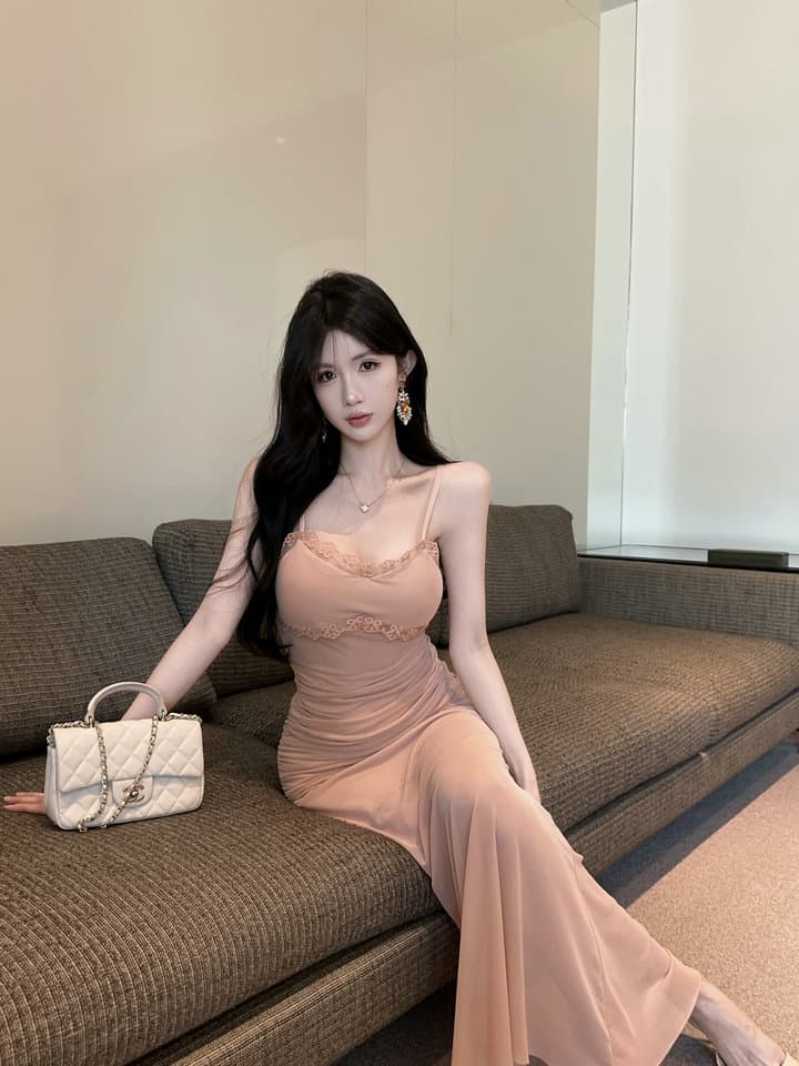 실사 2026 새로운 낮은 가슴 오프숄더 슬립 프릴 중간 길이 망사 드레스 복장 상세 이미지 31