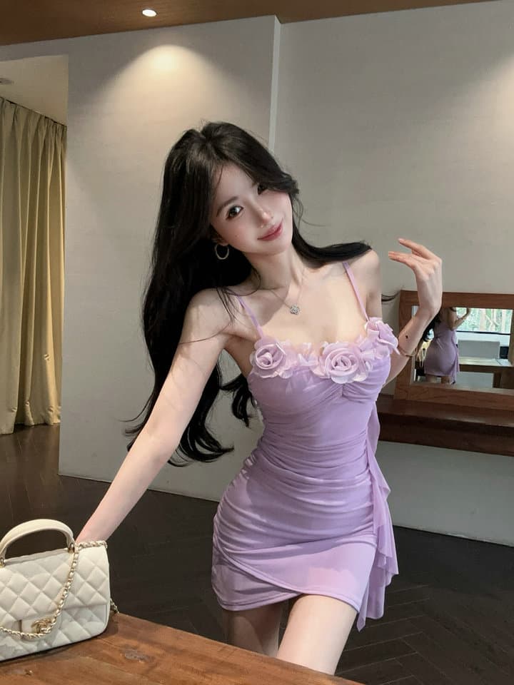 실사 2026 새로운 섹시함 망사 꽃 패치워크 슬립 만나는 쇼트 스타일 드레스 상세 이미지 8