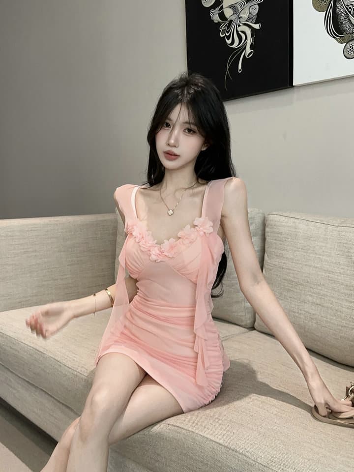 실사 2026 새로운 섹시함 꽃 술 패치워크 조끼 스커트 쇼트 스타일 드레스 복장 상세 이미지 19