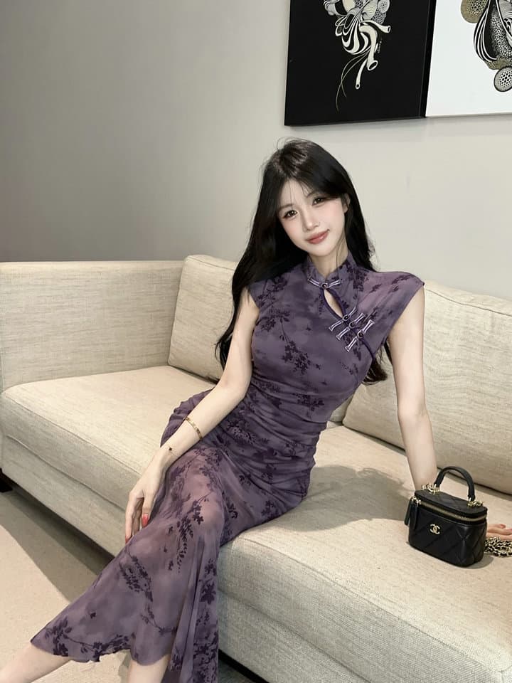 실사 2026 새로운 섹시함 레이스 롱 코트 개선 치파오 드레스 복장 상세 이미지 10
