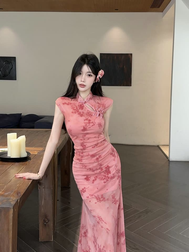 실사 2026 새로운 섹시함 레이스 롱 코트 개선 치파오 드레스 복장 상세 이미지 28