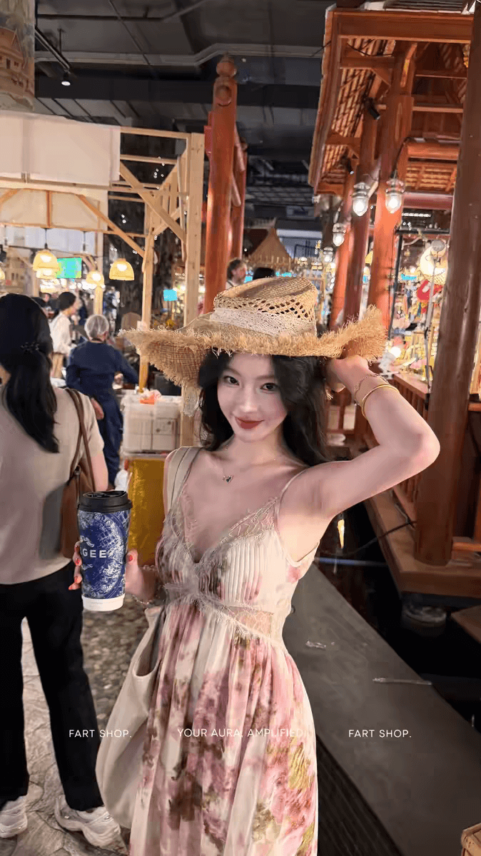 대규모 인벤토리 꽃 리플 꽃 바다 V넥 스트랩 백리스 슬립 여성 드레스 봄 여름 레이스 수정 치마 이미지 4