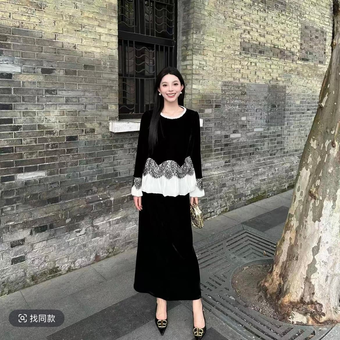 고양이 일곱 일곱 2025 이른 가을 새로운 외국 가스 패션 다용도 패치워크 레이스 반신 치마 세트 q53tzw5066 이미지 3