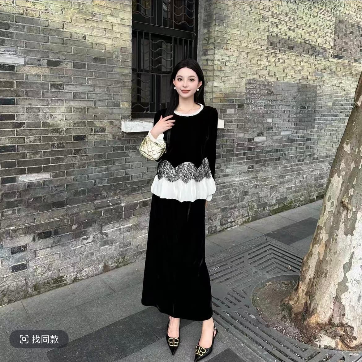 고양이 일곱 일곱 2025 이른 가을 새로운 외국 가스 패션 다용도 패치워크 레이스 반신 치마 세트 q53tzw5066 상세 이미지 4