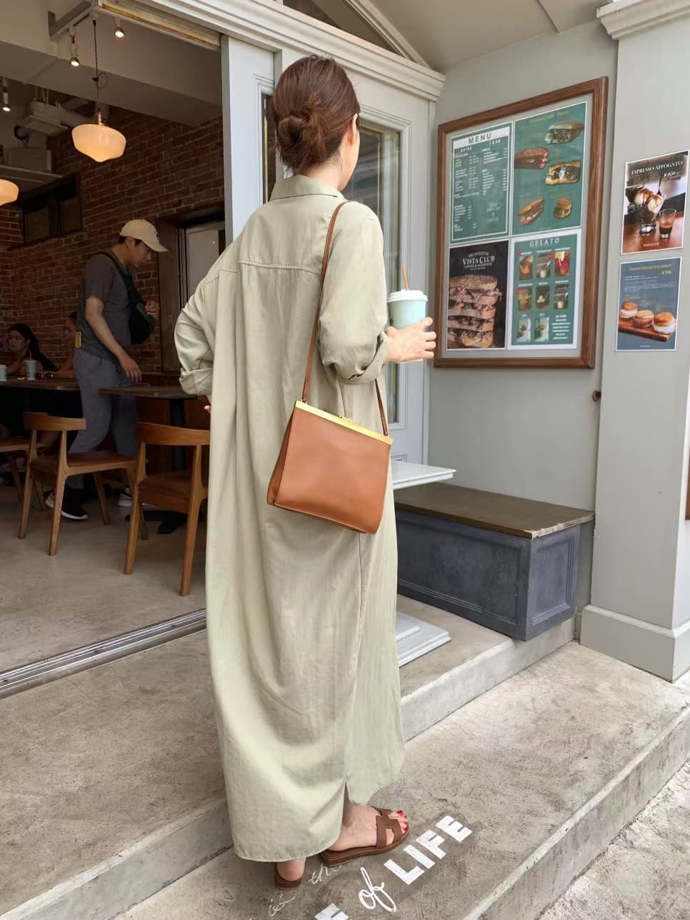 한국 스타일 루즈핏 미니멀리즘 느긋한 바람 더블 주머니 싱글 줄 버튼 긴팔 셔츠 드레스 상세 이미지 24