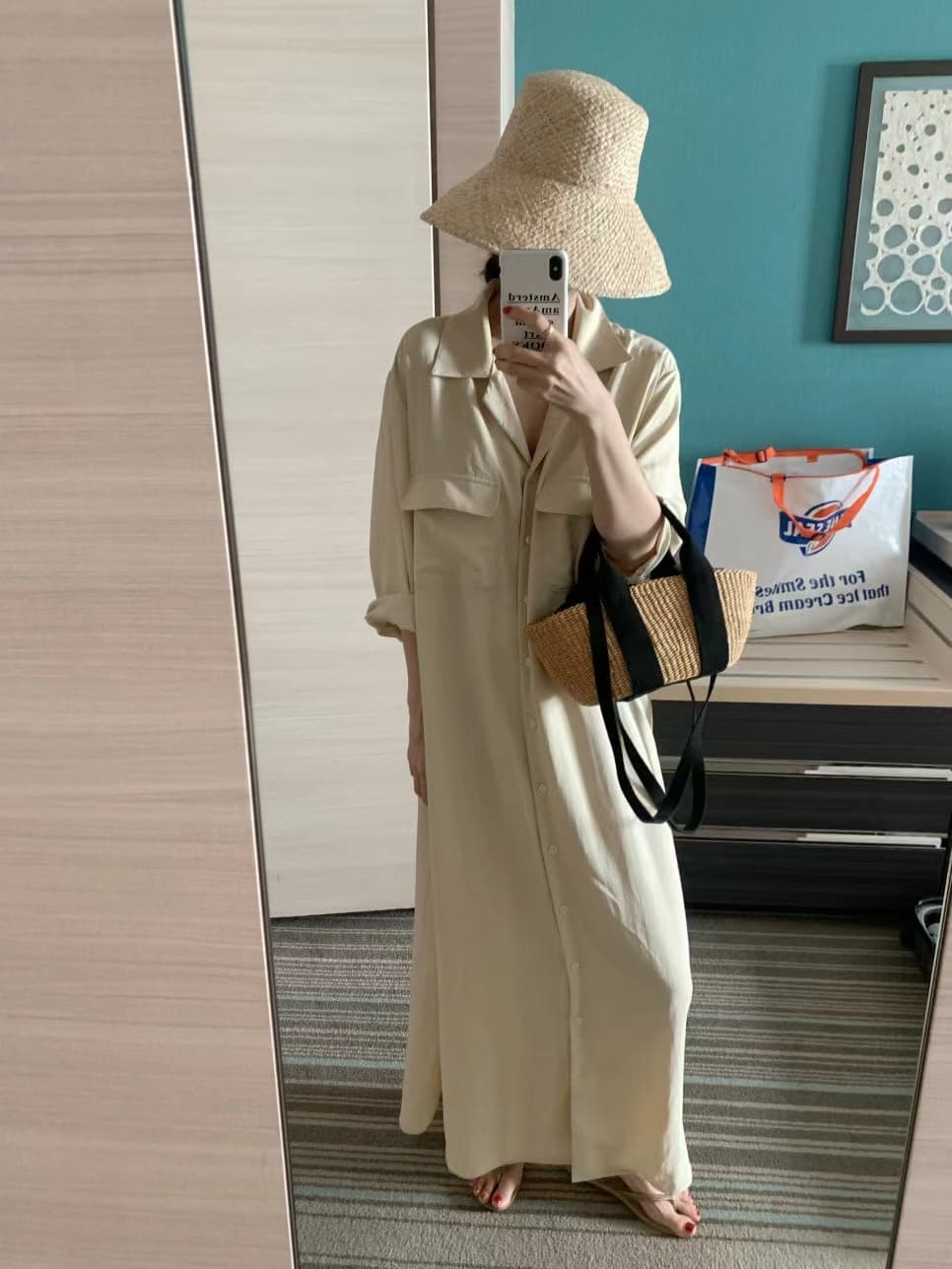 한국 스타일 루즈핏 미니멀리즘 느긋한 바람 더블 주머니 싱글 줄 버튼 긴팔 셔츠 드레스 상세 이미지 25