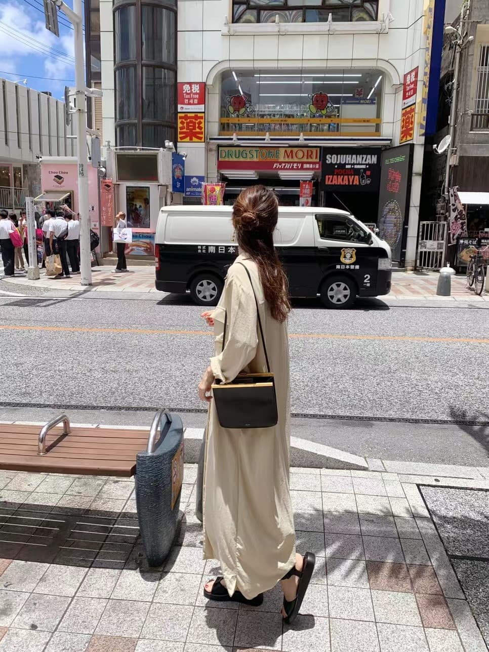 한국 스타일 루즈핏 미니멀리즘 느긋한 바람 더블 주머니 싱글 줄 버튼 긴팔 셔츠 드레스 상세 이미지 45