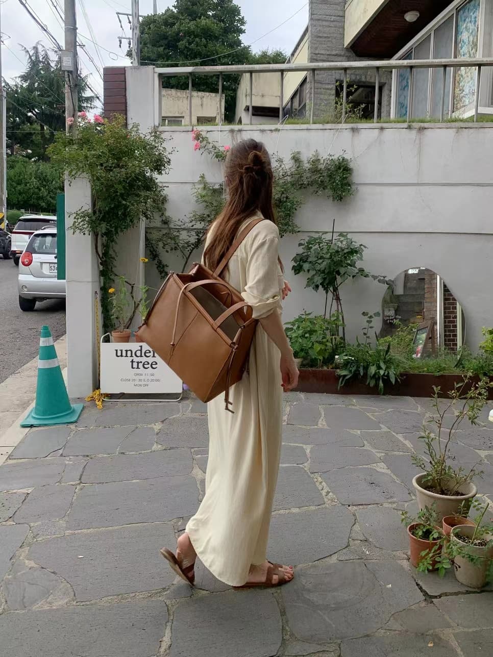 한국 스타일 루즈핏 미니멀리즘 느긋한 바람 더블 주머니 싱글 줄 버튼 긴팔 셔츠 드레스 상세 이미지 50