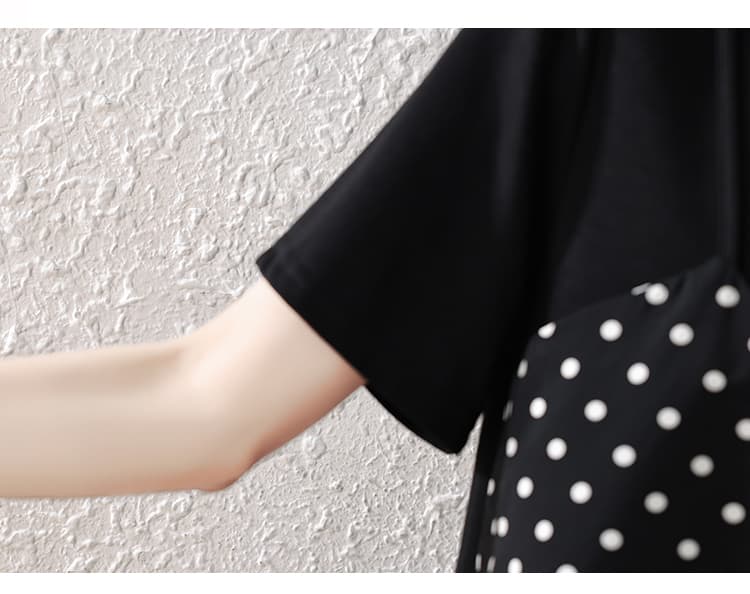 레이스 조각 도트 무늬 슬립 페이크 레이어드 반팔 티셔츠 여름 새로운 빅 사이즈 여성 의류 지방 mm 중간 길이 맨위 상세 이미지 21