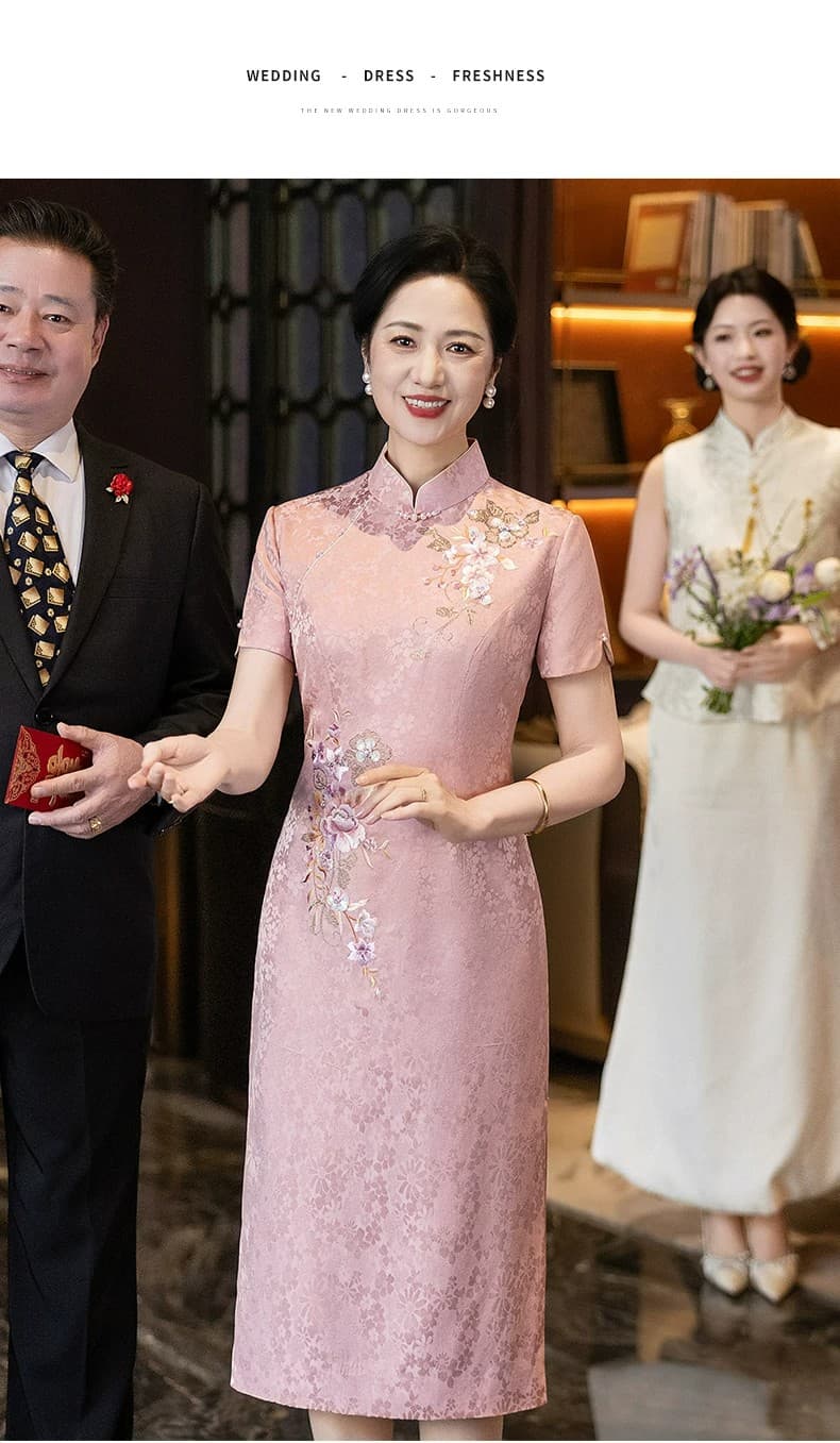 2026 새로운 결혼식 안녕하세요. 엄마 예복 고급 센스 자수 치파오 새로운 중식 시어머니 결혼 연회 로드 중 상세 이미지 13